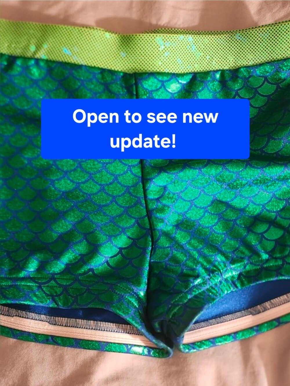 DA Designs Metallic Green Mermaid Scale Compression Dance Booty Shorts